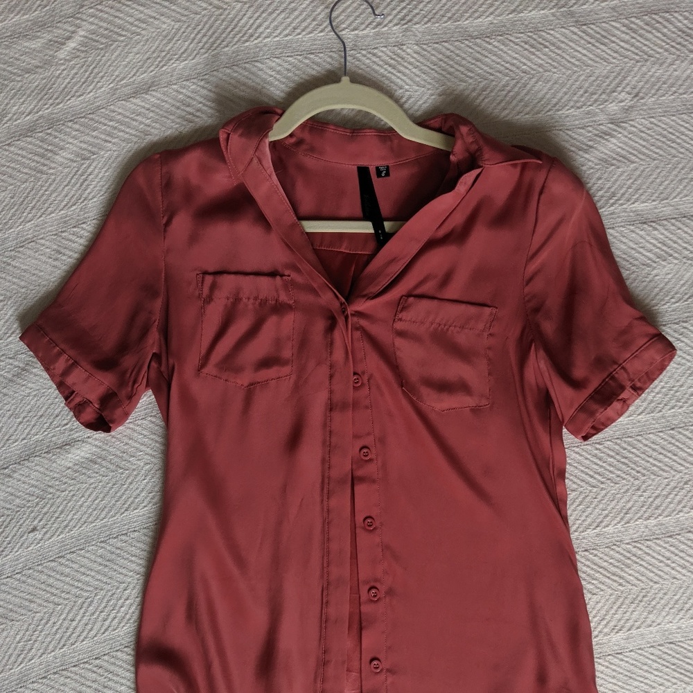 Loose Short sleeved Button up Silk Blouse - Sienna